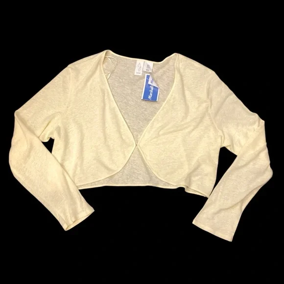 Joie Pale‎ Yellow Linen Blend Bolero Shrug Crop Cardigan Size 8 NEW - Picture 10 of 10